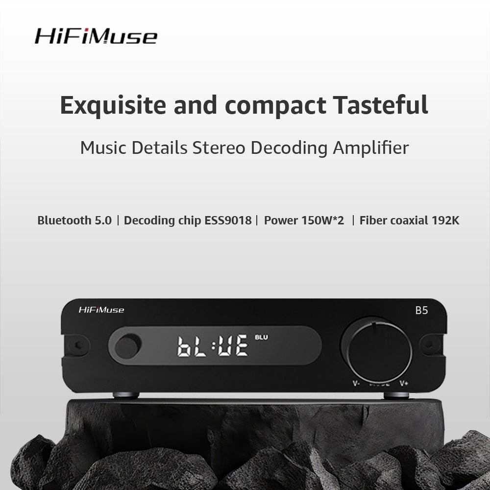 HiFiMuse B5 Bluetooth 5.0 Transmitter and Receiver, Power 150W*2, Decoding Chip ESS9018K2M