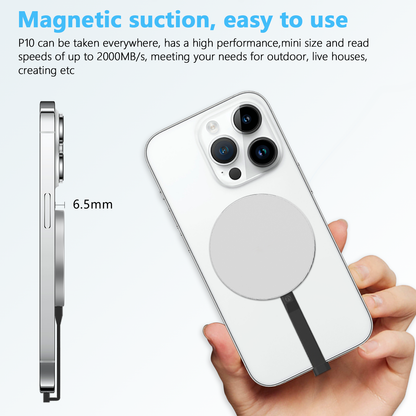 Aiffro P10 Magnetic Portable Solid State Drive, MagSafe Compatible, Type-C, Up To 2000MB/S