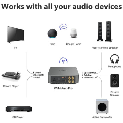 WiiM Amp Pro Flagship Streaming Amplifier | Wi-Fi 6E, Bluetooth 5.3, PFFB Amplifier Tech, ESS ES9038Q2M DAC, 105dB SINAD, Google & Alexa Cast (No AirPlay 2)