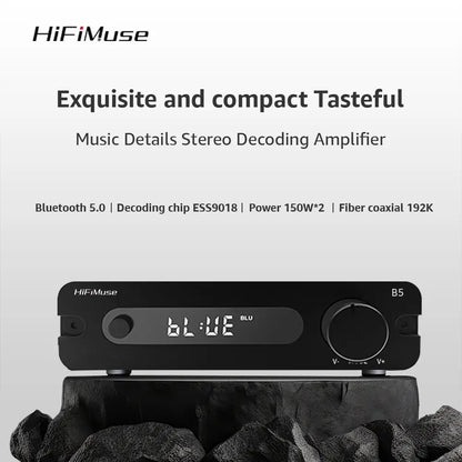 Передатчик и приемник HiFiMuse B5 Bluetooth 5.0, мощность 150 Вт*2, декодирующий чип ESS9018K2M