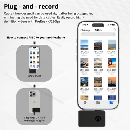 Aiffro P30 3 in 1 Portable SSD, Supports ProRes/Microphone