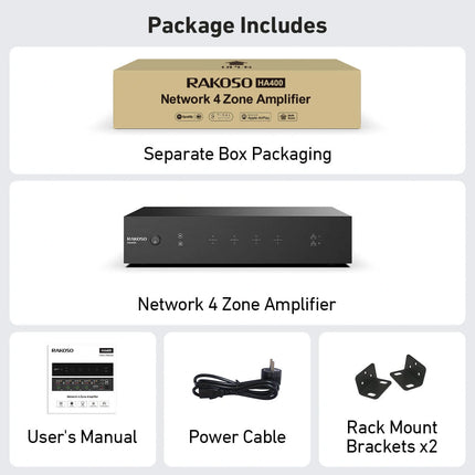 Arylic RAKOSO HA400 4 Zone Amplifier with AirPlay 2 and Network