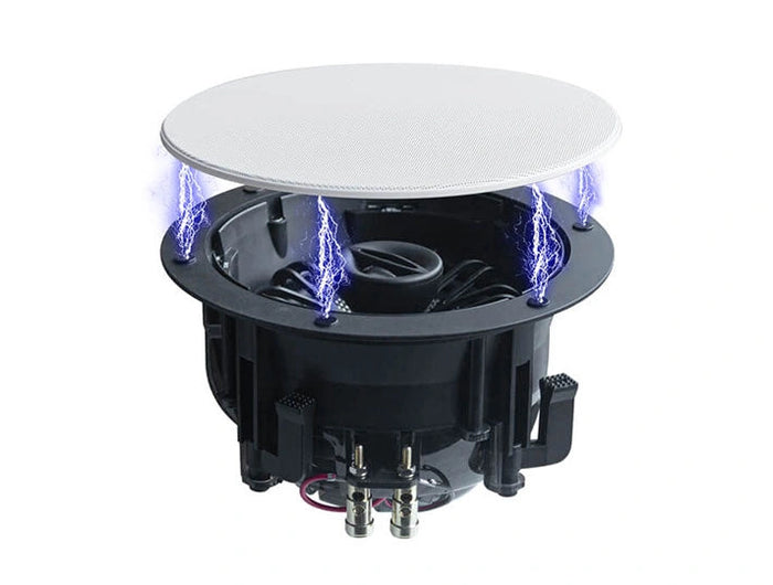 <h2>Easy Installation</h2><p>Easy setup in minutes with only a 175mm hole saw, a drill and a screwdriver.<br/><br/>Strong magnets hold the clean looking protective metal grill in place making it convenient to remove and replace for cleaning, adjusting the independent woofer and tweeter angles, or adjusting the bass and treble gain switches.</p>