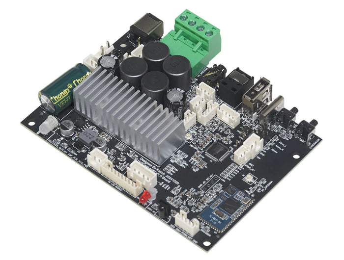 <h2>Plug and Play</h2><ul><li>With the ready-to-use interfaces, streaming music is as simple as plugging in the power and connecting to a passive speaker. Unlike other audio boards, there's no need for soldering of pins before you can get started.</li><li>This makes it incredibly easy and user-friendly for anyone to use.</li></ul>