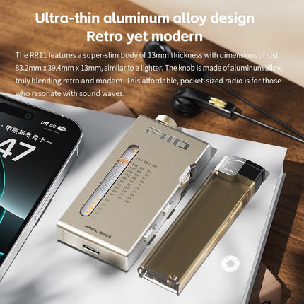 FiiO RR11 – Pocket FM Radio & Dongle-Style Headphone AMP (8.5–17 h)