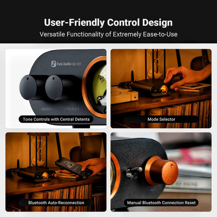 Fosi Audio MC101 – Bluetooth 5.3 Class-D Stereo Amplifier with VU Meter