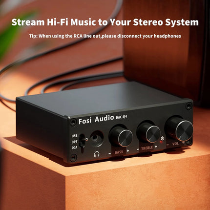 Fosi Audio Q4 – Compact DAC & Headphone Amplifier with USB / Optical / Coax