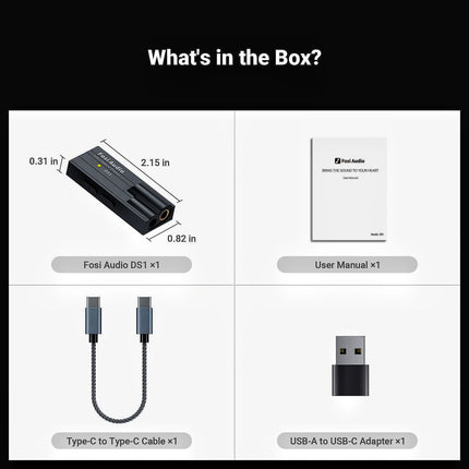 Fosi Audio DS1 – Portable USB-C DAC/Headphone Amplifier with DSD512
