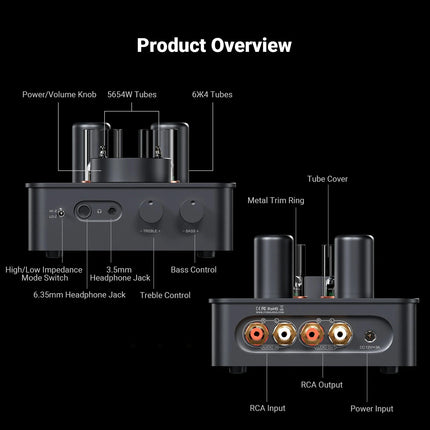 Fosi Audio GR70 – Tube Headphone Amplifier & Pre-amp with 830 mW Output