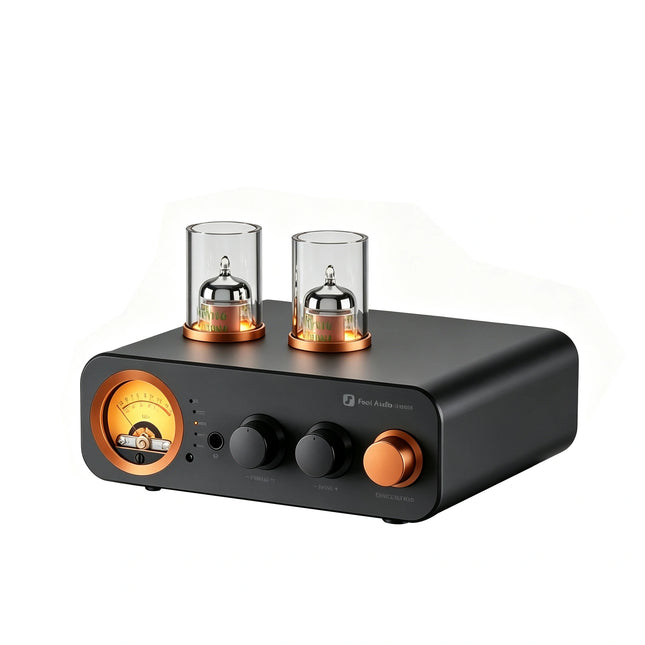 Fosi Audio MC331 – гибридный ламповый интегральный усилитель и ЦАП с индикатором уровня сигнала.