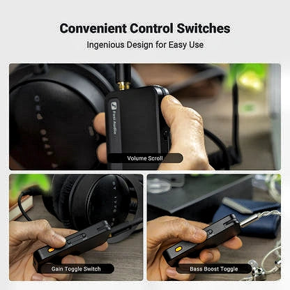 Fosi Audio N3 – Portable Bluetooth Headphone Amp & Receiver with Bass-Boost