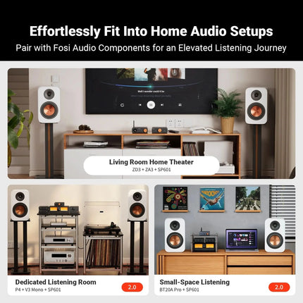 Fosi Audio SP601 – 6.5″ HybridCone Bookshelf Speakers 80 W RMS