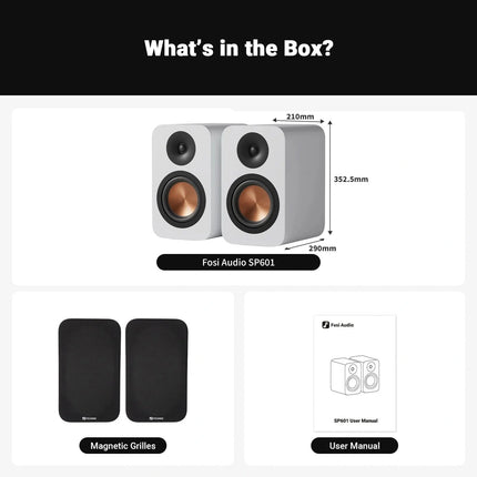 Fosi Audio SP601 – 6.5″ HybridCone Bookshelf Speakers 80 W RMS