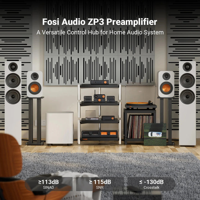 Fosi Audio ZP3 – Balanced Preamp Hub with XLR/RCA & Sub-Out