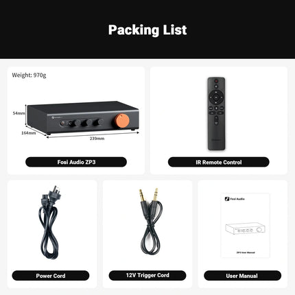 Fosi Audio ZP3 – Balanced Preamp Hub with XLR/RCA & Sub-Out