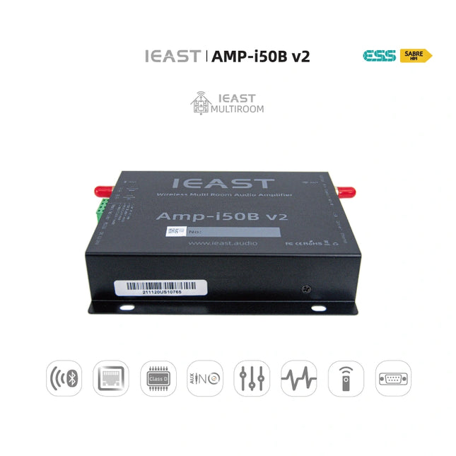 IEAST AMP-i50Bv2 2x50W 4Ω Wall-Mount Multi-Room Wireless Stereo Amplifier
