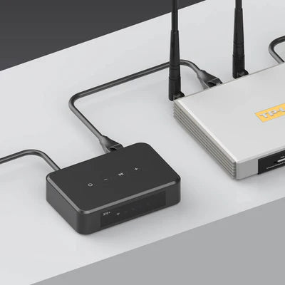 Arylic S10+ wireless music streamer, plug-and-play connection to audio system for easy sound expansion.