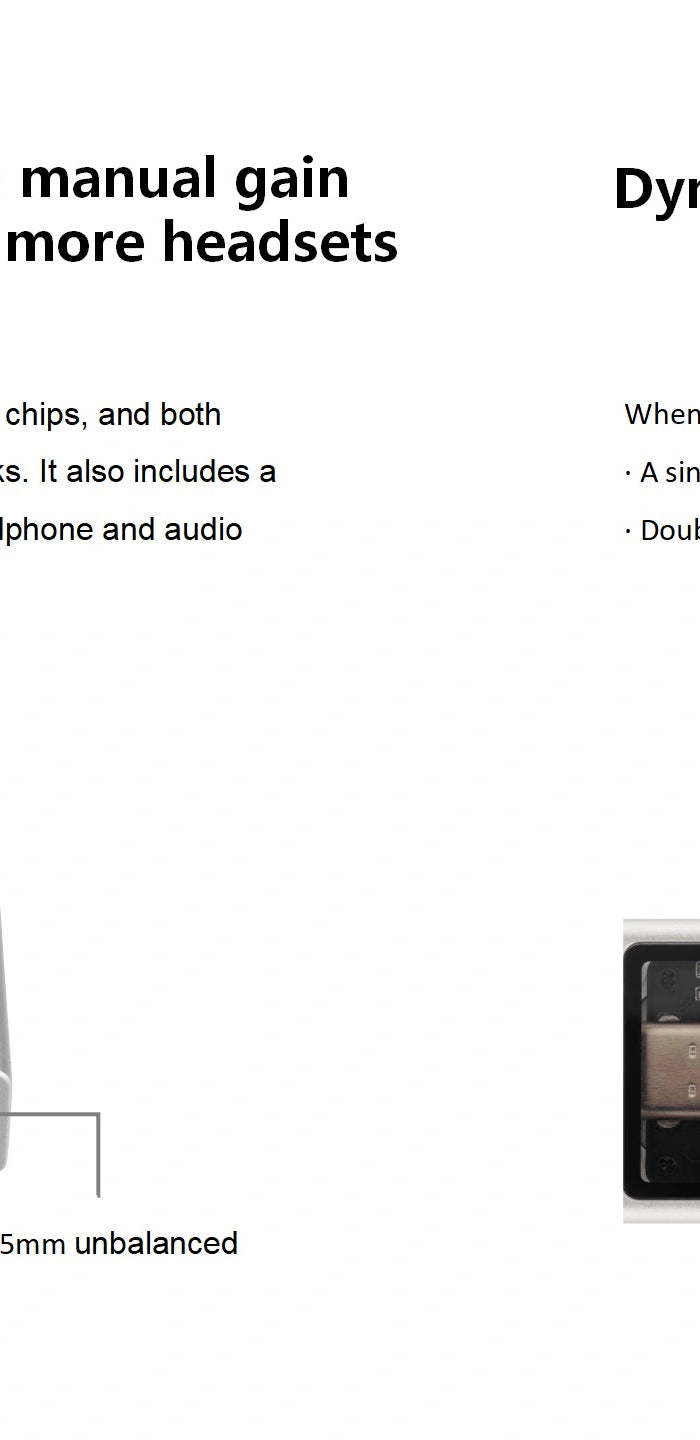 3.5mm and 4.4mm jacks with manual gain adjustment: compatible with more headsets and devices
Dynamic Sampling Rate Display