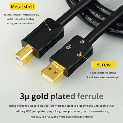Xangsane XS-1102Ag 4N Silver USB-A Audio Cable – A-to-A/A-to-B