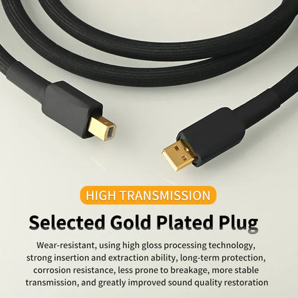 4N Pure Silver USB DAC Cable HiFi Audio A-B - Xangsane 1m-3m