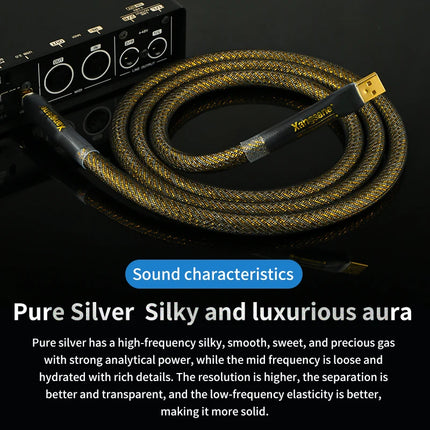 Xangsane 5N Sterling Silver USB-A to USB-B DAC Cable