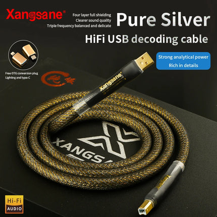 Xangsane 5N Sterling Silver USB-A to USB-B DAC Cable