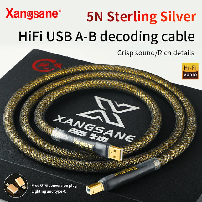 Xangsane 5N Sterling Silver USB-A to USB-B DAC Cable