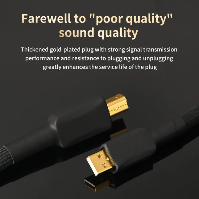 4N Pure Silver USB DAC Cable HiFi Audio A-B - Xangsane 1m-3m