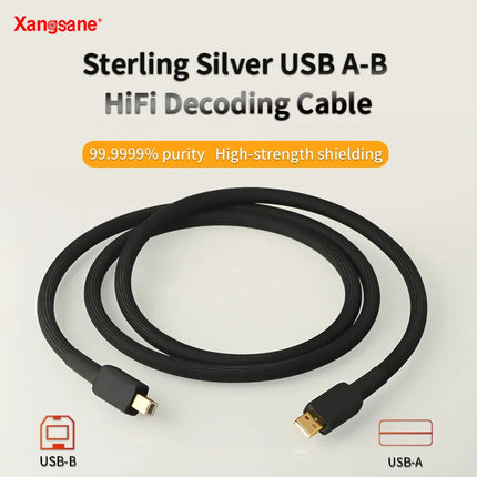 4N Pure Silver USB DAC Cable HiFi Audio A-B - Xangsane 1m-3m