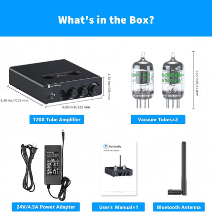 Fosi Audio T20X Bluetooth Tube Amplifier Headphone