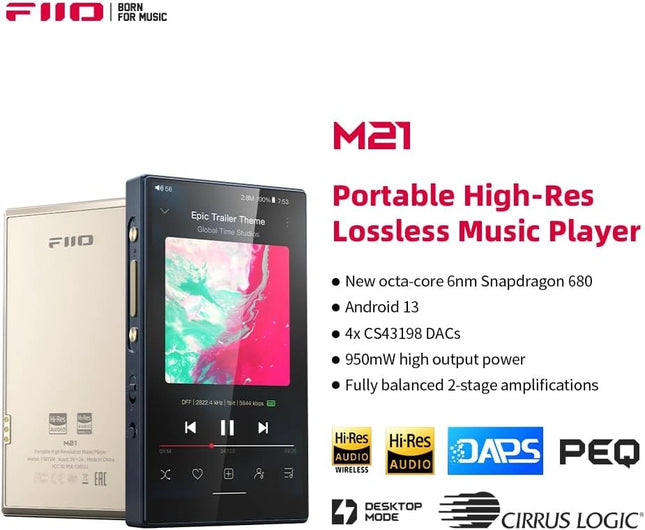 FiiO M21 – Android 13 Portable Hi-Res Music Player with Quad DAC