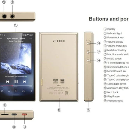 FiiO M21 – Android 13 Portable Hi-Res Music Player with Quad DAC