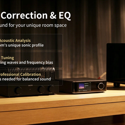 Tecnologia do WiiM Ultra com DAC ESS, RoomFit e áudio de alta resolução
