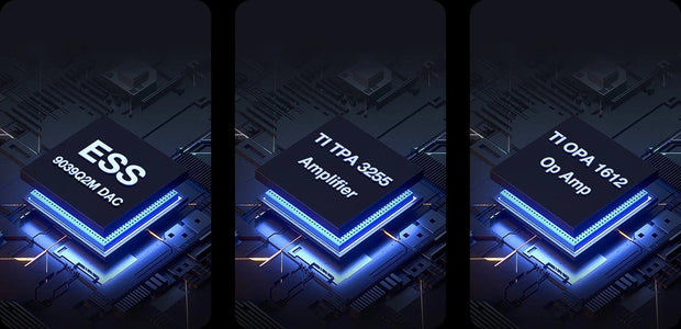 Banner image for: <h2>High-fidelity sound with high-end components</h2><p>Equipped with ESS 9039Q2M high-end DAC, TI TPA3255 amplifier chip, and 6 TI OPA1612 op amps, it delivers extremely low noise and distortion to deliver details that are difficult to capture with common amplifiers. It supports up to 192kHz/24-bit high-resolution audio, which increases dynamic range while maintaining the authenticity of recordings, resulting in a richer, more immersive sound experience.</p>
