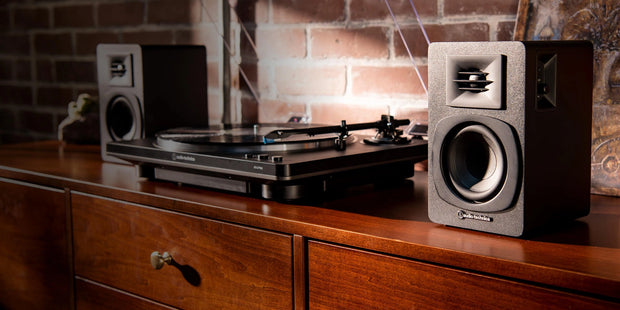 Banner image for: <h2>Works with Powered Speakers<br/>Complete YourSetup</h2>