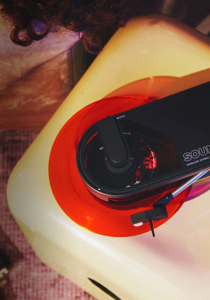 <h4>/ Portable Play</h4><h1>12 Hours of<br/>Wireless Listening</h1>