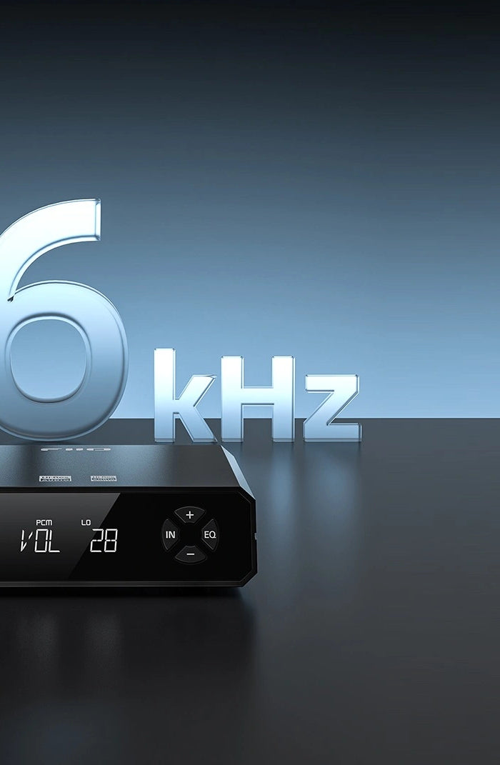 <h1>Proprietary digital upsampling tech<br/>Next-level sound</h1>