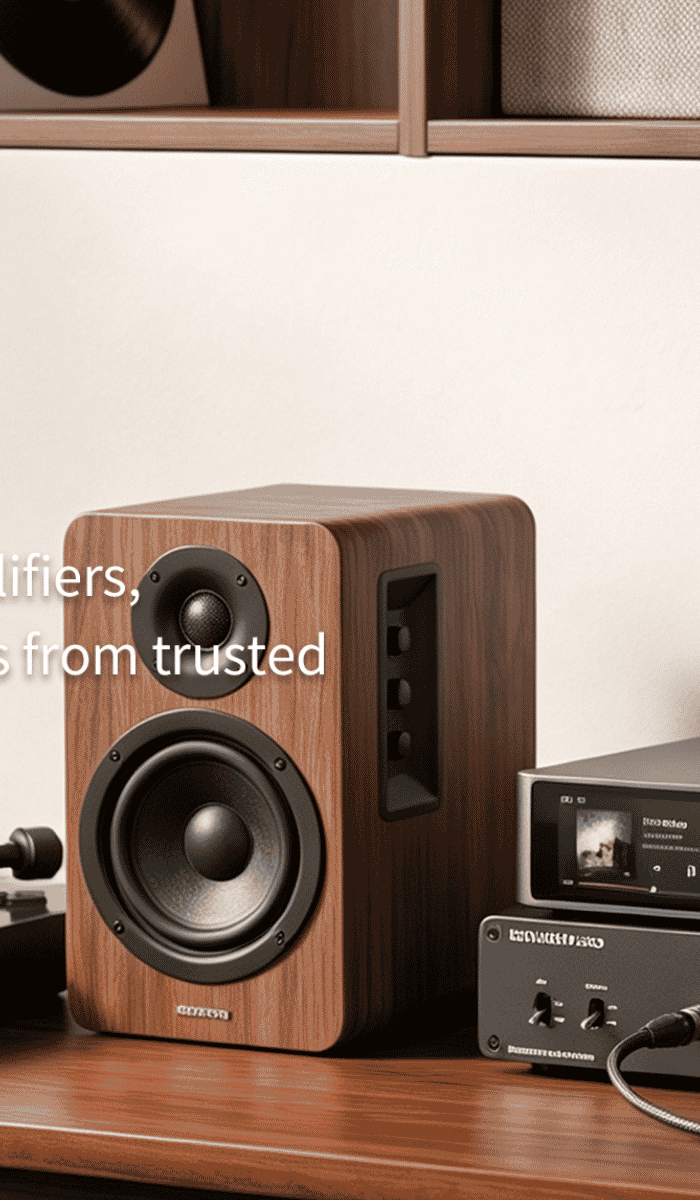 Complete HiFi audio system with turntable, speakers, streamer, DAC amplifier and headphones