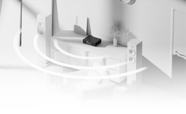 Banner image for: <h1>Sound Tailored to Every Space</h1><p>With evotune™ Room Correction, precise measurements and digital filtering automatically correct acoustic imperfections in your room. This optimizes frequency response and soundstage distribution, ensuring accurate imaging, balanced tonality, and natural bass—even in challenging listening environments. Experience true studio-quality sound adapted perfectly to your space.</p>