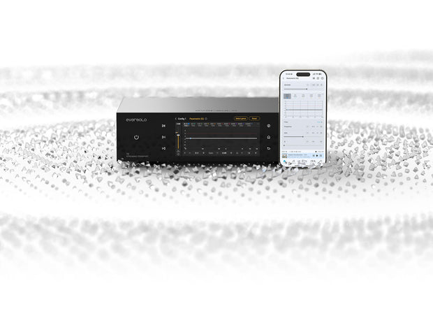 Banner image for: <h1>Ten-Band PEQ Precision Tuning</h1><p>The built-in 10-band PEQ module lets you precisely adjust frequencies, gain, and Q values to match your room’s acoustics for optimal sound. It also supports FIR filter import, loudness control, and dynamic compression, offering professional-grade tuning for a more natural, balanced listening experience.</p>