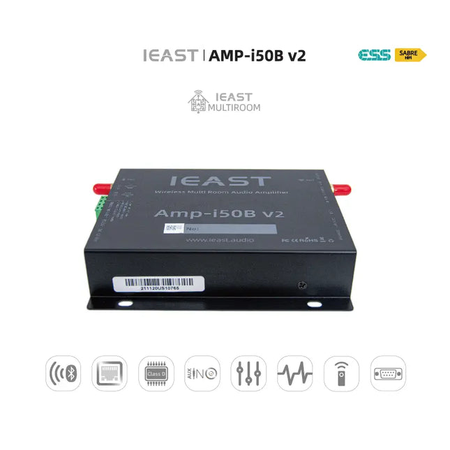 iEAST AMP-i50Bv2 – Wall-Mount WiFi/Bluetooth Streaming Amplifier (2×50 W)