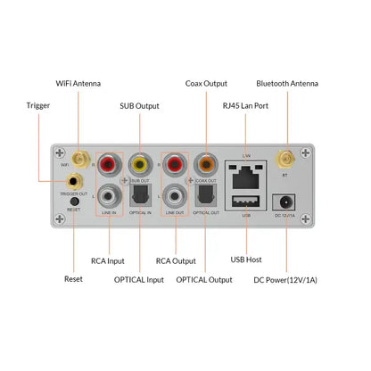 Pré-amplificador estéreo sem fio Arylic S50 Pro+ com aptX HD e ESS 9023 DAC