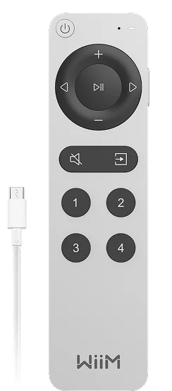 WiiM remote control with included charging cable