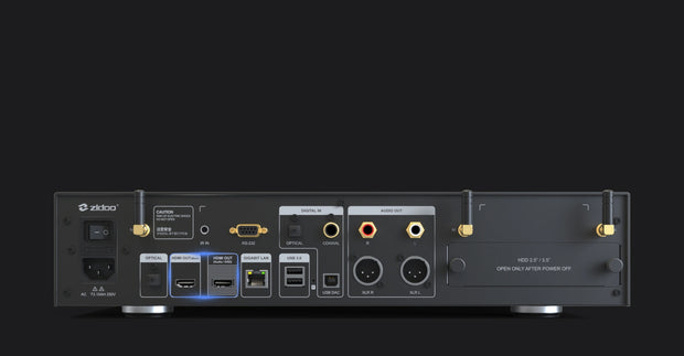 Banner image for: <h1>Double HDMI for Audio and Video Separation</h1><h5>There are 2 HDMI ports for NEO α(Alpha)</h5><h5>HDMI 2.0a main output can output audio and video signals to 4K TV, projectors and A/V receiver</h5><h5>The other HDMI port(Audio/DSD) is designed to output audio signal only</h5><h5>It is not only compatible with HDMI 1.4 A/V receiver but also can output DSD Native 5.1</h5><h5>With independent high-precision clocks and thus better audio and video performance</h5>